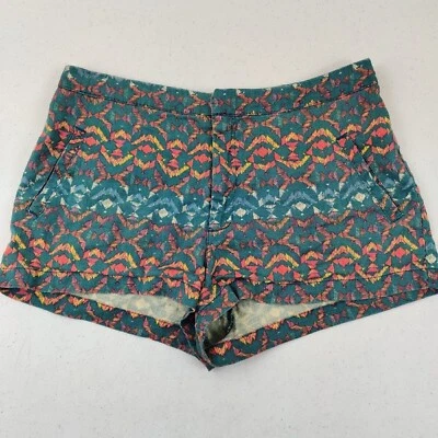FREE PEOPLE Shorts Size 6 Western Aztec Lightweight Blue Orange Linen Spandex - Image 1 of 4