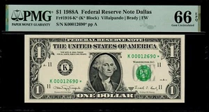 1988A $1 DALLAS STAR NOTE PMG 66 EPQ Fr 1916-K* K00012690* FW K/* Gem UNC - Picture 1 of 2