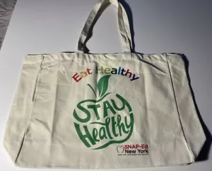 ✅NEW EAT HEALTHY SNAP-Ed New York Aging Canvas Swag Tote Shopping Books Bag. - Picture 1 of 5