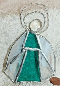 Vintage Leaded Stained Glass Angel Christmas Tree Ornament D - Picture 1 of 2