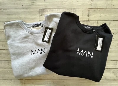 Paquete de 2 sudaderas nuevas con etiquetas Boohoo HOMBRE suave negro gris XL Foto 1 de 3