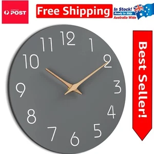 Elegant 12 Inch Silent Quartz Wall Clock in Gray - Perfect for Home or Office - Picture 1 of 9