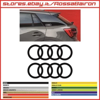 KIT 2 ADESIVI AUDI Q2 ANELLI RING mm.130x44 DECALS STICKERS AUFKLEBER PEGATINAS