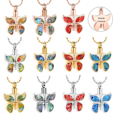 Collar colgante urna mariposa piedra cremación cenizas recuerdo joyería conmemorativa Foto 1 de 2
