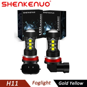 2x H11 LED Headlight Super Bright Bulb Kit HIGH/LOW Beam 3000K Yellow Fog Light - Picture 1 of 10