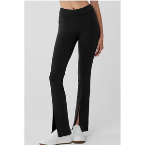Alo Yoga High Waist Black Leggings Split Hem Athleisure Pants Size Small - Picture 1 of 14