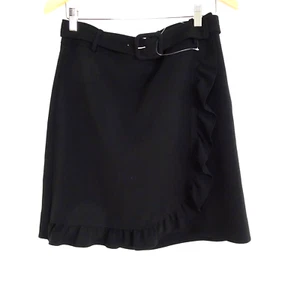 Karl Lagerfeld Wrap Skirt Women's Size 10 Black Belted Ruffle - Picture 1 of 5