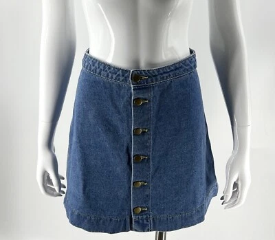 American Apparel Jean юбка размер S синий джинсовой ткани высокая талия кнопка вверх линия женщин - Изображение 1 из 4