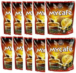 10 PACKS NEW MYCAFE PENANG DURIAN WHITE COFFEE PREMIX EXPRESS SHIPPING - Picture 1 of 3
