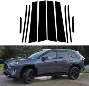Black Window Pillar Post Cover Trim For 2019-2023 Toyota RAV4 Exterior Accessory - Picture 1 of 9