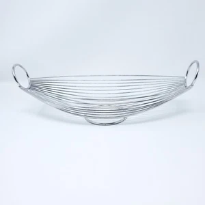 Metal wire fruit bowl, decorative basket, centerpiece, silver color - Picture 1 of 8