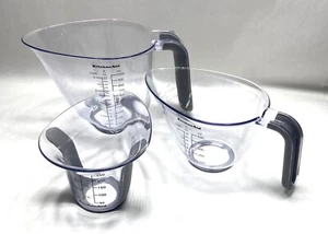 KITCHENAID SET OF 3 MEASURING JUGS BLACK CLEAR - Picture 1 of 5