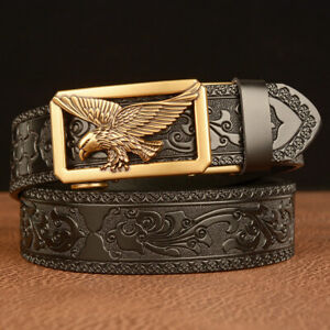 Genuine  Leather Men Belt Designer Eagle Buckle Luxury Belts for Men Jeans Strap