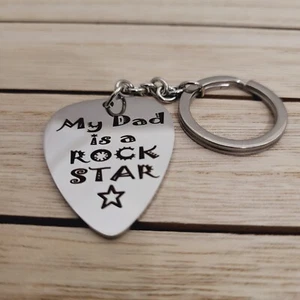 My Dad is a Rock Star Key Chain For Fathers Day, Dad Birthday Gift. - Picture 1 of 5