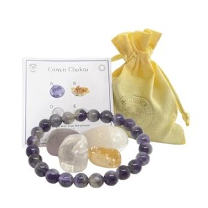Krone Chakra Heilkristall Geschenkpackung Amethyst Chakra Armband Selenit - Bild 1 von 3
