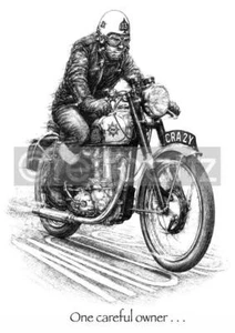 RetroArtz Vintage Art BSA 350 Gold Star Cafe Racer Nick Ward Motorcycle Print - Picture 1 of 1