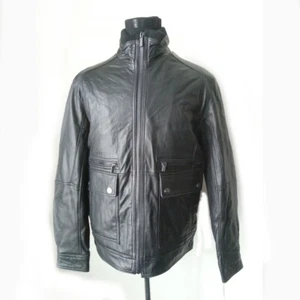 Chaqueta Bombardero Negra de Cuero Michael Kors para Hombre Talla M Nueva con Etiquetas (22x26x25) - Imagen 1 de 13