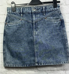GEORGE Denim Skirt Short Size 10 Blue Cotton Button Front Pockets Preppy Classic - Picture 1 of 9