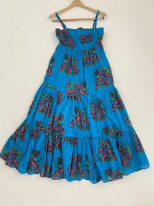 J.Crew Größe 0 tropische Neuheit Hummer Tie Back Maxikleid A-Linie Taschen blau - Bild 1 von 11