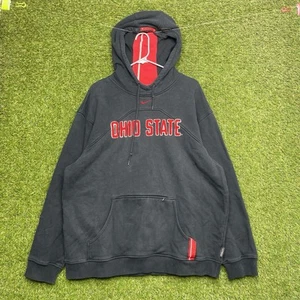 Nike Ohio State Buckeyes Hoodie Mens Large Football Center Swoosh Black OSU - Picture 1 of 12