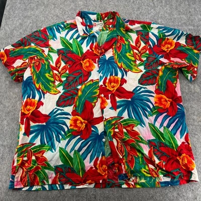 Hilo Hattie Shirt Men 5XL Multicolor Hawaiian Original 100% Cotton Tropical Camp - Image 1 of 4