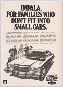 Chevrolet Impala 1974 anuncio impreso vintage coche familiar GM clásico automático - Imagen 1 de 1
