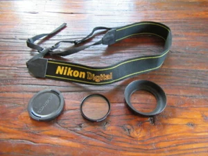Nikon AN-DC3 Camera Neck Strap, HN-2 Sunshade & Quantaray 52mm UV lens - Picture 1 of 5