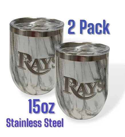 Tampa Bay Rays MLB Licensed Stainless Steel Wine Drink Tumbler, 2 Pack Cover