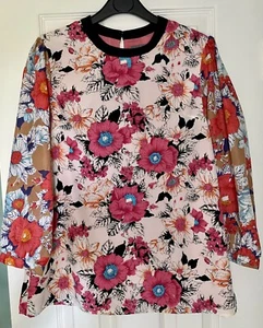 Tinley Road Floral Pink, Black Red Top EUC S - Picture 1 of 7