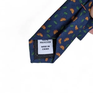Bar III Men's Barfield Citrus Orange Neat Tie Necktie Modern 2 3/4" Navy Blue - Picture 1 of 4
