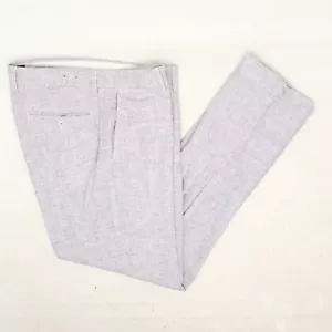 J Crew Sutton Mens Pants 32x32 Gray White Stripe Cotton Linen Blend Trousers - Picture 1 of 6