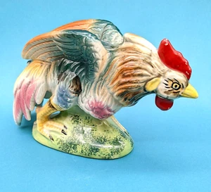 Vintage Wales Japan Fighting Rooster Cock Figurine Multi-Colored Detail 4" tall - Picture 1 of 10