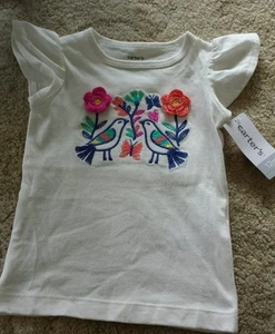 NWT Carter's White Two Birds Short Sleeve Shirt- 12 Months- Summer Wear - Picture 1 of 2