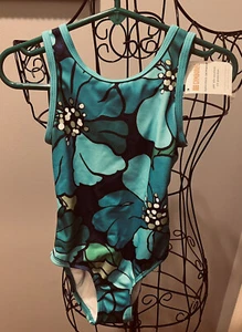 Gymboree Girls One Piece Swimsuit Size 4 Teal Floral  Bow Back UPF 50+ NEW - Picture 1 of 6