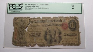 $1 1865 Warren Rhode Island RI National Currency Bank Note Bill #1008 Ace! - Picture 1 of 3