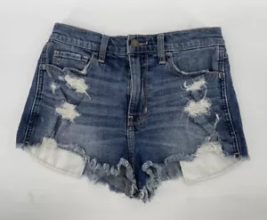 Pantaloncini jeans Hollister vintage relaxed donna taglia 3/4 W26 blu denim vita bassa - Foto 1 di 6