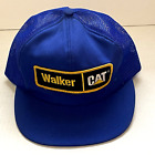 Walker Cat Hat Patch Mesh Snapback Blue Caterpillar Made In Usa Vtg Read