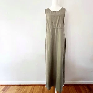 Vintage 90s Cotton Eyelet Neutral Maxi Dress Womens Medium Cottagecore Woodland - Picture 1 of 6