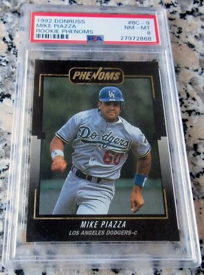 Tarjeta de novato Mike Piazza 1992 Donruss RC PSA 8 casi nueva - Como nueva de los Mets de Nueva York Salón de la fama🔥🔥$ Foto 1 de 2