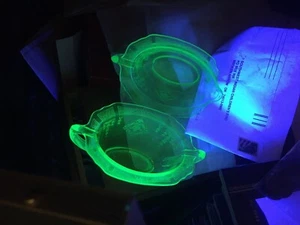 vintage green depression glass Princess sugar and creamer uranium glass - Picture 1 of 11