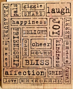 Stampin' Up! 2005 "Wort für Wort" Holzhalterung Gummistempel nicht mehr produziert - Bild 1 von 2