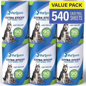 Petlovers Lint Roller Refills - 540 Sheets Extra Sticky Sheets for Pet Hair Lint - Picture 1 of 12
