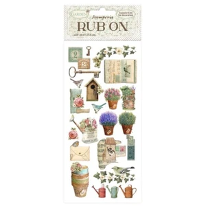 Stamperia - GARDEN -NESTS - RUB ON 4" x 8.5", Watering Can, Pots, Keys, Ivy - Picture 1 of 1