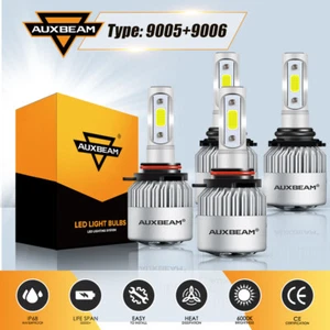 Auxbeam 4x 9005+9006 LED Headlight Bulbs Kit 6000K High Low Beam 144W 16000LM S2 - Picture 1 of 12