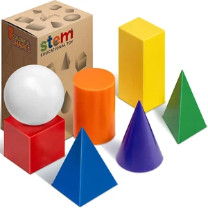 7 Pcs 3D Shapes for Teaching and Math Manipulatives - Geometric Shapes and Geome - Picture 1 of 7