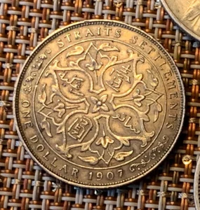 1907 Silver Straits ONE DOLLAR Settlement Coin KING Edward VII of England - Picture 1 of 12