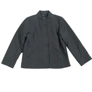 Eileen Fisher 100 % Seide gesteppt grau Petite Jacke Small - Bild 1 von 8