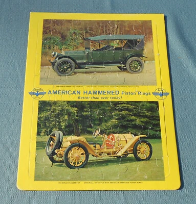 Vintage Americano Anéis de Pistão Martelado Bandeja Publicitária Quebra-cabeça Pierce Flecha Carros - Imagem 1 de 2