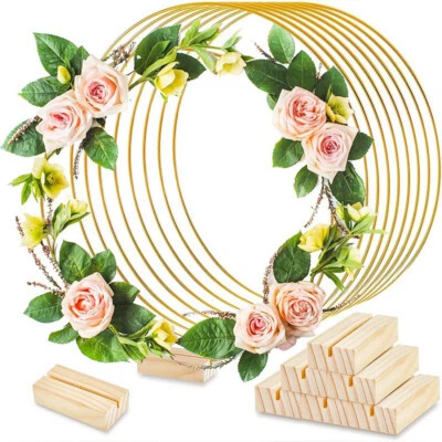 20~40cm Metal Floral Hoop Rings with Wooden Base DIY Garland Wedding Party Decor - image 1 of 4