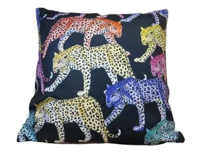 Leopard 2 Pack Soft Velvet Feel Cushions 45x45cm  Cover Only Colourful Animals - Picture 1 of 7
